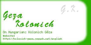 geza kolonich business card
